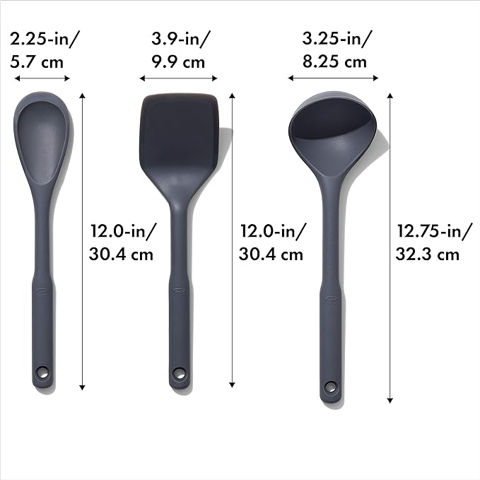 OXO Good Grips 3-Piece Silicone Utensil Set, Gray, One size