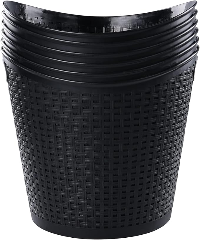6-Pack Plastic Storage Basket, Laundry Hamper Storage Basket, Black