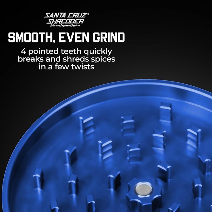 Santa Cruz Shredder Jumbo Metal Spice Grinder with Textured Grip – 2-Piece 4" (Blue)