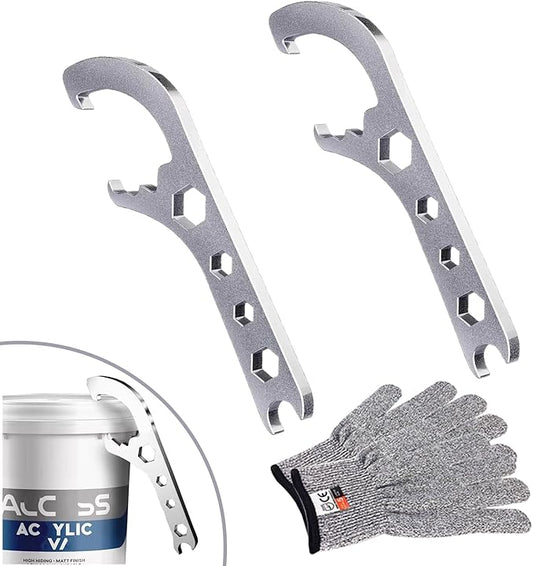 2pcs Paint Can Opener Tool Bucket Opener Tool 5 Gallon With Lid Opener Wrench Lid Remover Tool Bucket Pail Lids Manual Opener Tool for Home Industrial Portable Multifunctional Adjustable Spanner
