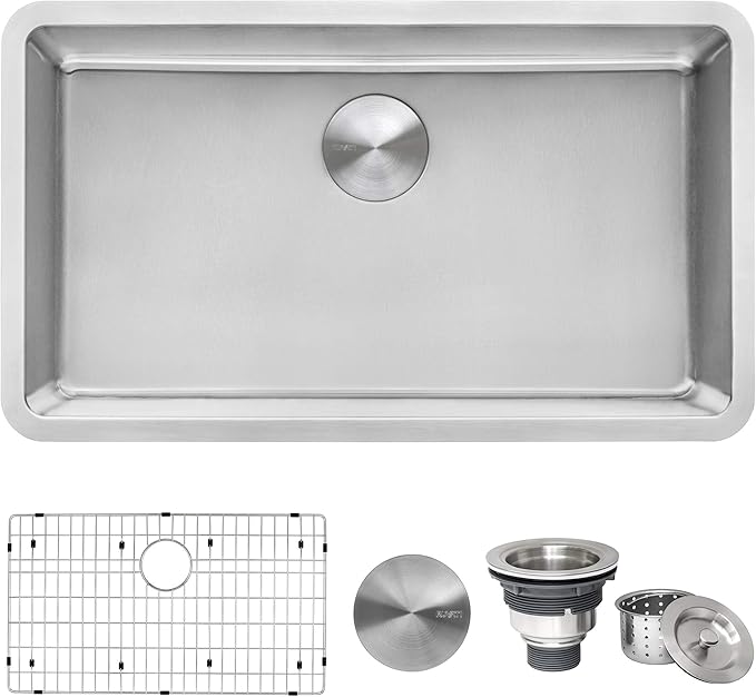 Ruvati 31-inch Undermount Kitchen Sink - 16 Gauge Stainless Steel kitchen Sink Single Bowl with Brushed Finish hides scratches, Easy-to-Clean Undermount Sinks - RVM5931