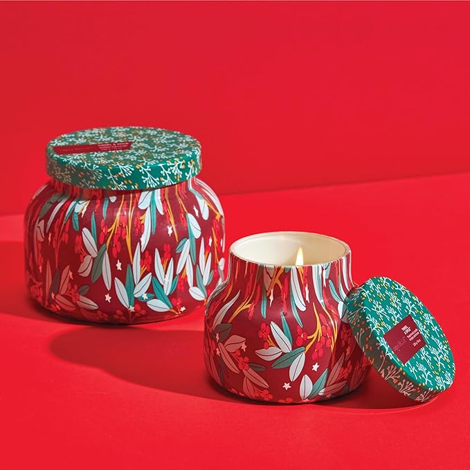 Capri Blue Pattern Play Signature Holiday Candle - Luxury Holiday Scented Candle for Home- Long Lasting Soy Wax Blend - Comes in Decorative Glass Jar (Tinsel & Spice, 19 oz)