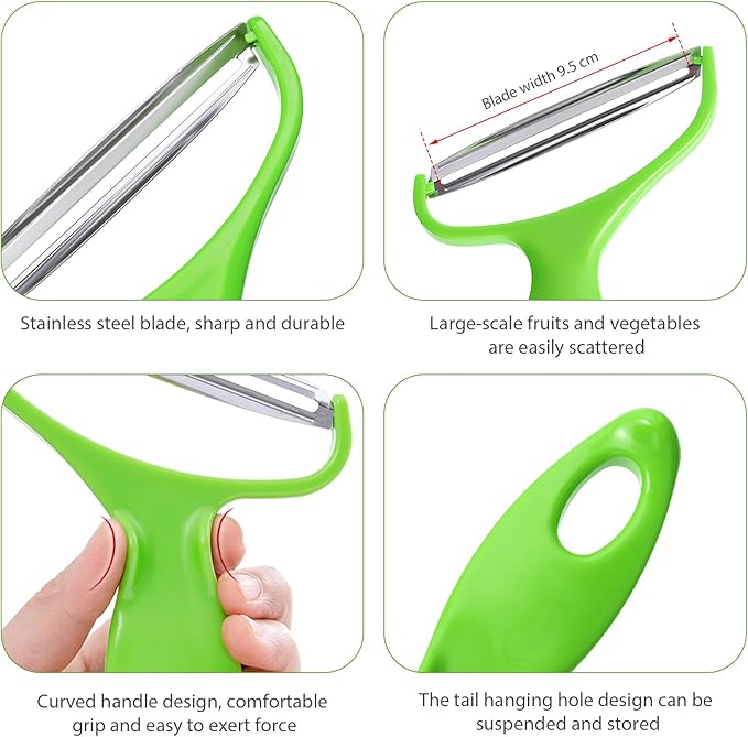 Upgrade 2 pack Veggie cabbage shredder for coleslaw stainless steel cucumber carrot Potato peeler grater slicer,Kitchen gadgets (green)