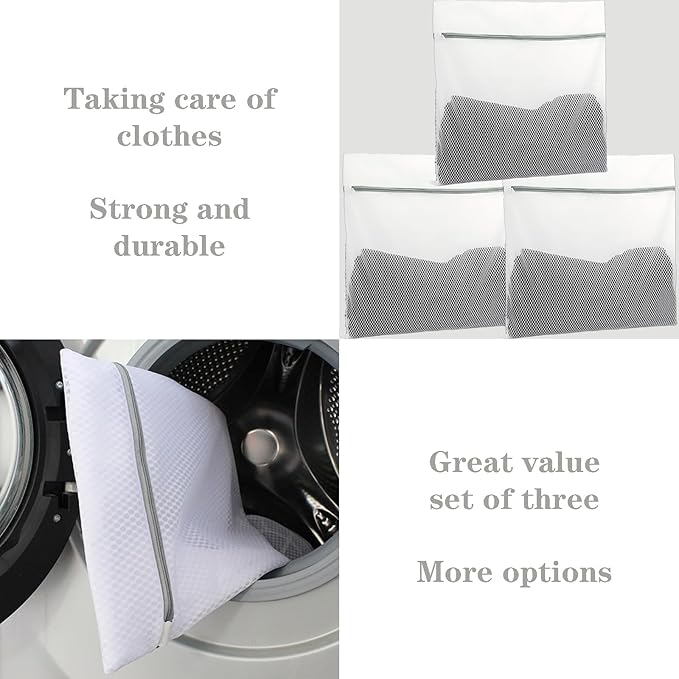 3 Pcs 24 * 24 inch large laundry bag, laundry storage, washing machine bag with zipper mesh, travel storage and sorting bag for Clothes,Fitted sheets,Sweater, Shoes
