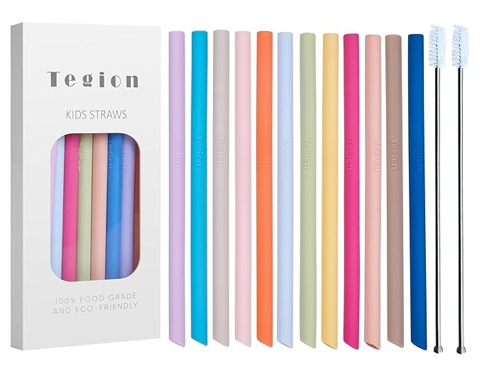 Short Reusable Silicone Straws for Kids Toddler Baby Drinking, Cocktail Glass, Wine Tumbler, Coffee Mugs, Take and Toss Straw Cup, Small Kids Cups, 8 OZ Mason Jar-BPA Free Flexible 5.5" 14 Pack