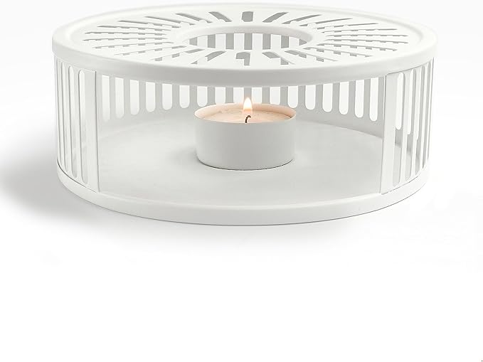 Creano White Stainless Steel Tea Warmer with Tea Light Holder - Stable Rattles Not - Rechaud Suitable for All Teapots