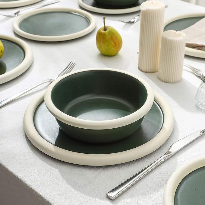 Stone Lain Capri 12-Piece Dinnerware Set Stoneware, Green