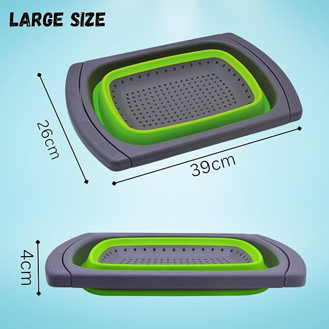 Collapsible Colander Set,Premium Food Grade Silicone Folding Strainers with Handles Space Saving Colanders for Draining Pasta,Vegetables & Fruits,Ideal for Kitchen & Travel (1pc)