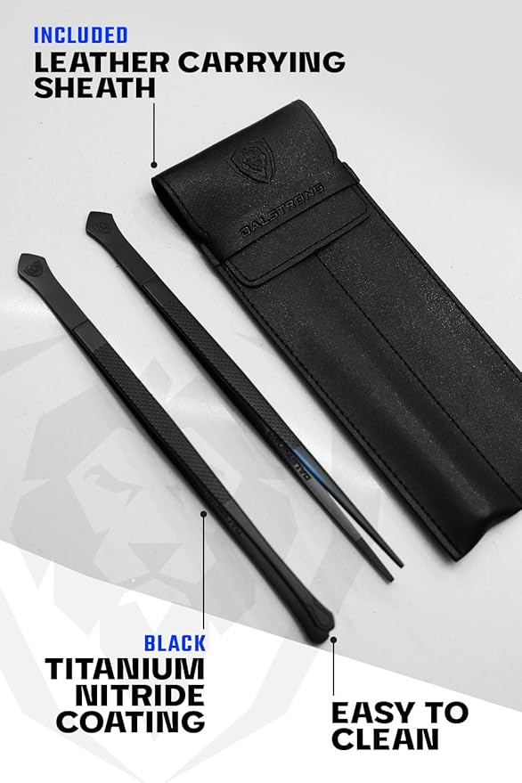 DALSTRONG Professional Plating Tweezers - 2 Piece Set - 10 inch Straight+Wide Tip High-Precision - Black Titanium Coating - Plating, Multi-use - 304 Stainless Steel - Culinary Fine Use - Kitchen Tongs