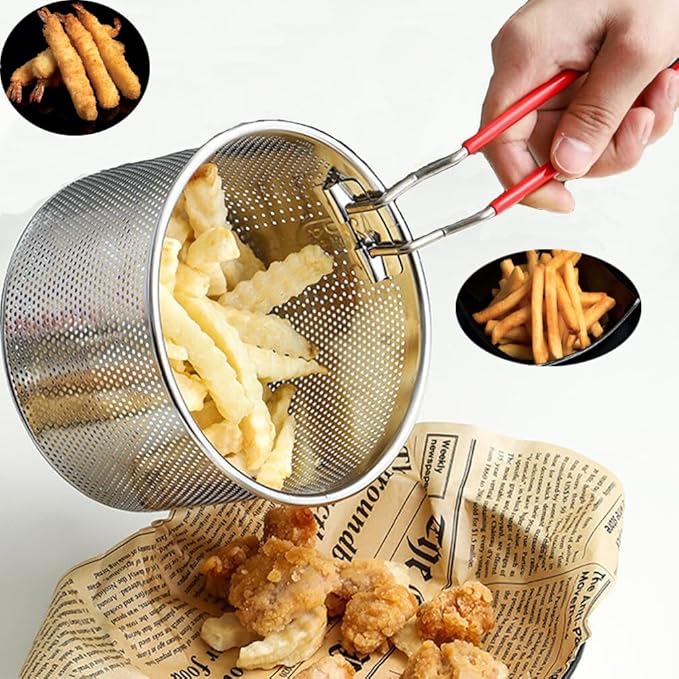 Tenta Kitchen Pasta Strainer instant pot accessories Steamer Basket For Pot instant pot steamer basket with Removable handle Insert for Veggie Fish Seafood Cooking and heat food 7"