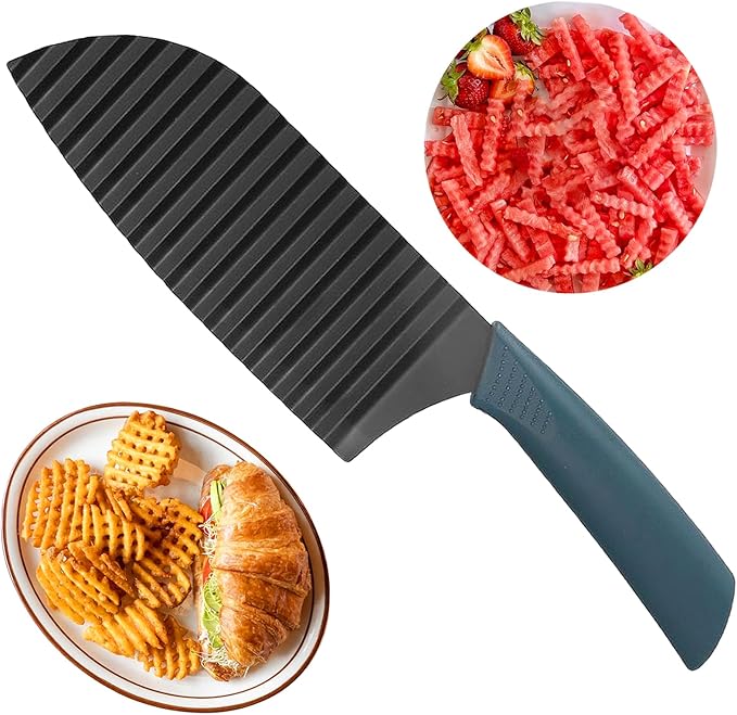 JAYVAR Crinkle Cutter Wavy Slicer for Veggies, French Fry Cutter, Stainless Steel Potato Slicer Wavy Chopper,Vegetable Crinkle Cutting Onion Chopping Tool for Fancy Edges for Cucumber, Kitchen Gadgets