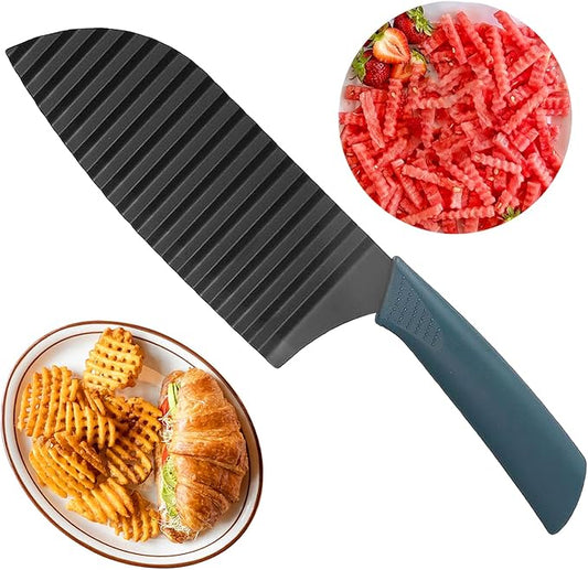 JAYVAR Crinkle Cutter Wavy Slicer for Veggies, French Fry Cutter, Stainless Steel Potato Slicer Wavy Chopper,Vegetable Crinkle Cutting Onion Chopping Tool for Fancy Edges for Cucumber, Kitchen Gadgets