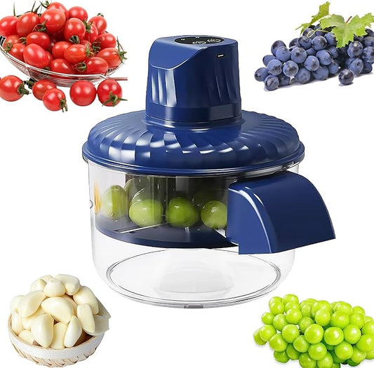 Electric Grape Peeler Machine, Automatic Multi-Functional Garlic Peeler Machine for Fruit, Tomato, Cherry, Potato, and Vegetables Efficient Kitchen Gadgets with Large Capacity Container, Blue