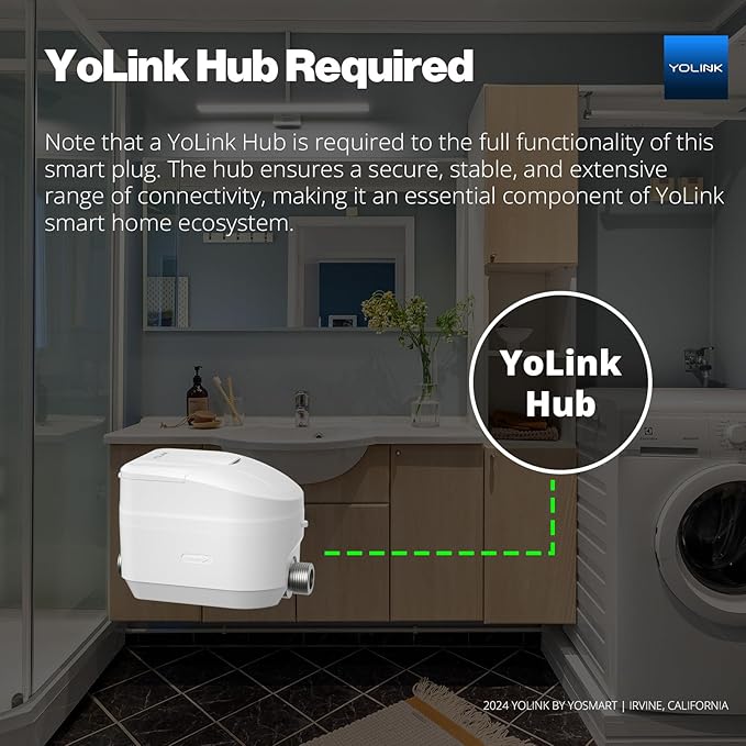 NSF Certified YoLink FlowSmart All-in-One Smart Water Meter & Auto Shutoff for 1/2" Pipes, LoRa Long-Range, Real-Time Leak Detection, 10-Year Battery, 80+ Device Ecosystem, Hub Included - YS5008