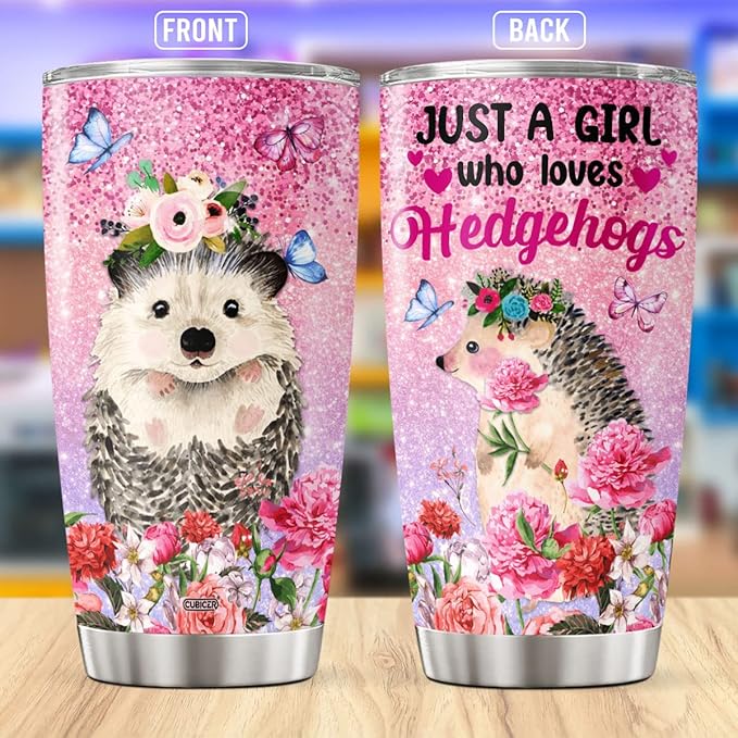 CUBICER Hedgehog Stainless Steel Tumblers Coffee Tumbler Gifts For Hedgehog Lovers Women Men On Christmas Day Mug 20 oz Travel Cup Travel Insulated Mugs Decor Kitchen Accessories