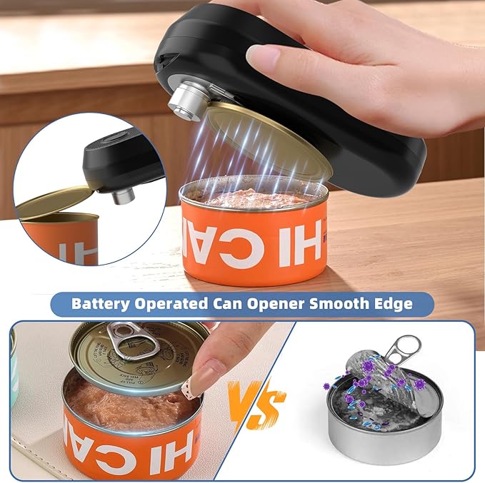 Auto Stop Can Opener, USB Rechargeable Electric Can Opener for Seniors & Arthritis, One-Touch Automatic Can Opener, Hands-Free, Smooth Edge, Compact, Cordless, Food-Safe Kitchen Gadgets