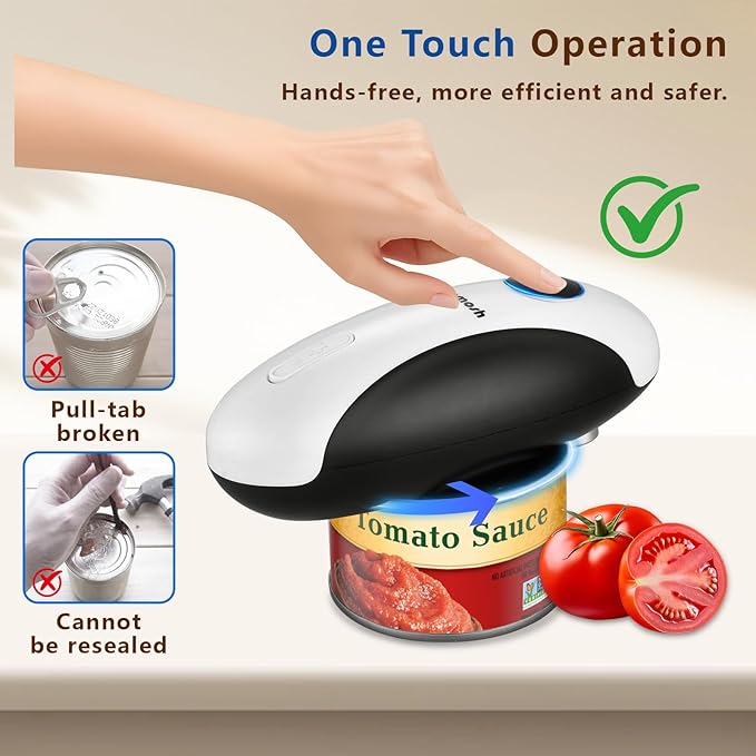 Rechargeable Electric Can Opener for Seniors, Hands Free Safety Automatic Can Opener with Smooth Edge for Left Handed and Arthritic Users, Fits Most Kitchen Cans and the Ideal Gift