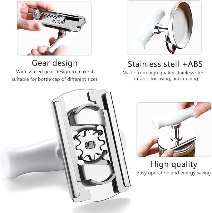 2024 New Effortless Arthritis Jar Opener - Jar Opener Bottle Opener for Weak Hands, Adjustable Grip Jar Openers for Seniors, Stainless Steel Easy Open Lid Opener - Simple But Powerful (Wooden)