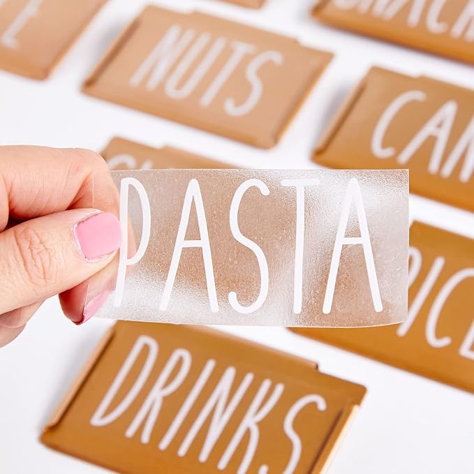 Talented Kitchen Labels for Storage Bins & Holders - 8-Pack Bronze Metal Holders & 40-Piece Set, 2 x 3.5 in - Clip-On Basket & Pantry Labels for Kitchen Organization