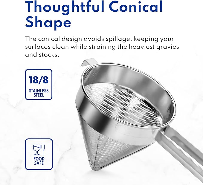 New Star Foodservice 34110 18/8 Stainless Steel China Cap Strainer, 10-Inch, Coarse Mesh