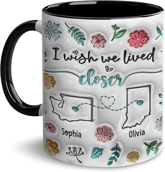 I Wish We Lived Closer Mug, Best Friends Coffee Mugs, Personalized Mugs With Names, Christmas Birthday Gifts For Best Friend Funny Mugs, Sisters Gifts From Sister, Long Distance Gift For Women