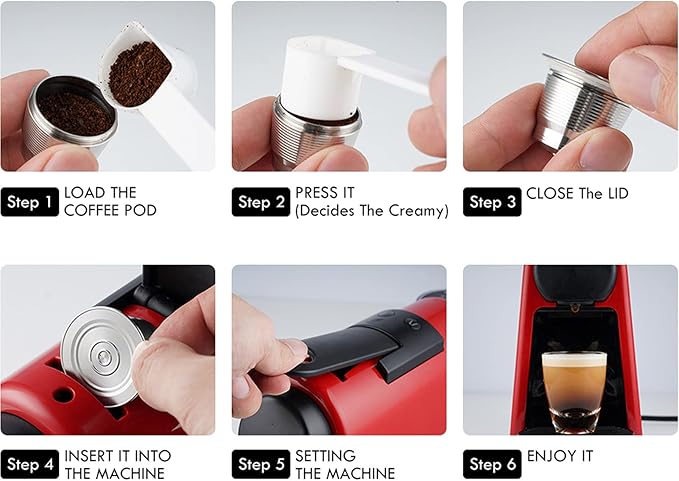 Reusable Coffee Pods, Stainless Steel Refillable Coffee Capsule, Capsule Pod Filter Cup Replacement for Coffee Machines Parts