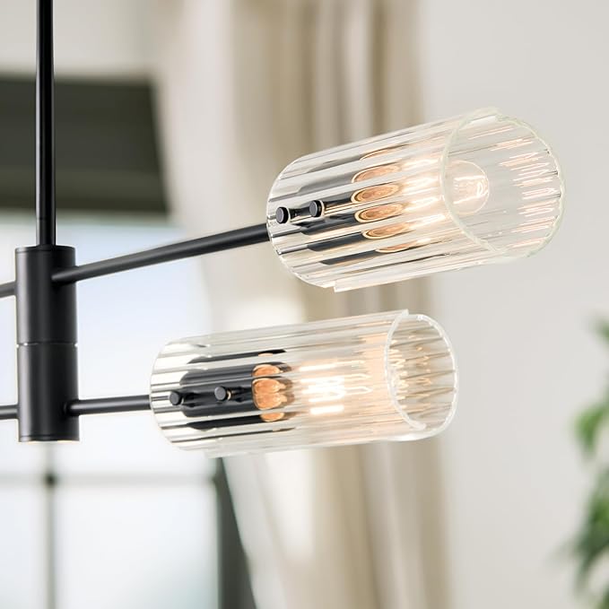 KICHLER Velestino 47.50" 4 Light Linear Chandelier in Black, for Dining Room, Living Room, (7" x 47.50") 52681BK