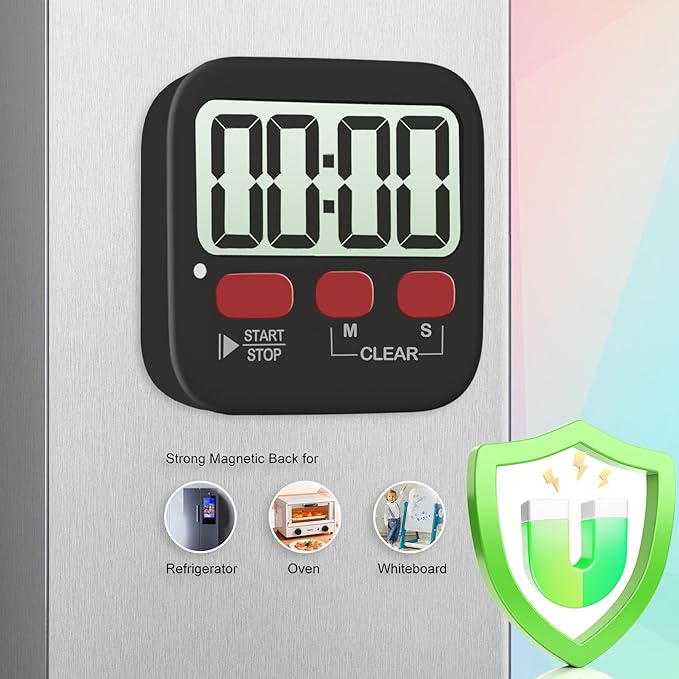 Antonki 2 Pack Digital Timer for Kids, Magnetic Countdown Kitchen Timers for Cooking, Egg, Classroom, Teacher, Exercise, Study, Oven - Battery Included
