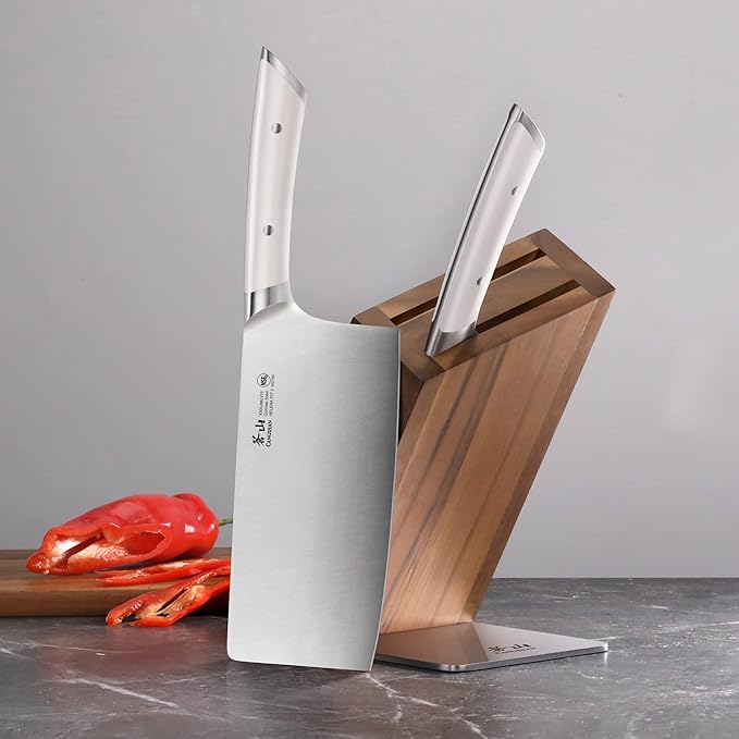 Cangshan HELENA Series German Steel Forged Cleaver Knife Block Set (3-Piece, White)