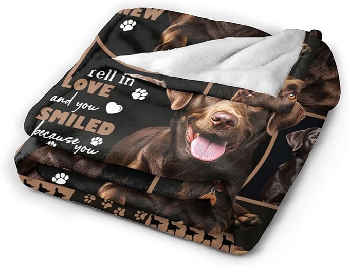 Labrador Blanket Gifts for Girls Boys Chocolate Lab Dog Lovers Throw Blankets Cozy Plush Fleece America Flag Flannel Fuzzy 80"X60"