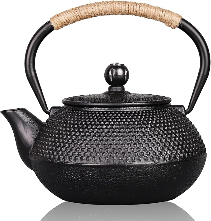 PARACITY Cast Iron Teapot Japanese Tetsubin Coated with Stainless Steel Infuser, Stovetop Tea Kettle for Boiling Hot Water Tea, Mothers Day Gifts from Daughter/Son 23.5 Oz /700 Ml