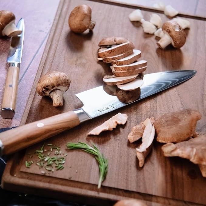 Yatoshi Knives Magnetic Kitchen Knife Block Set - Japanese 67 Layer High-Grade VG-10 Steel Knives, Sharp, Professional Kitchen Knife Set - Damascus (6 pieces), Olive Wood Handles