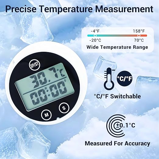 Ice Bath Thermometer, Cold Plunge Floating Thermometer with Timer, Waterproof Floating HD Display Timer, for Ice Baths, Hot Baths