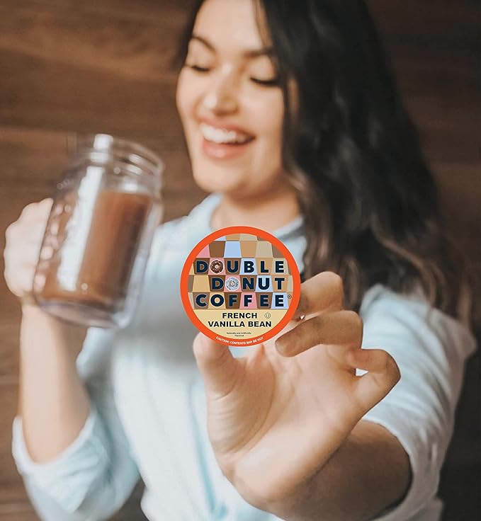Double Donut Coffee Flavored Coffee Pods, Vanilla Bean Single Serve Coffee For Keurig K Cups Machines, Medium Roast Vanilla in Recyclable Pods, Hot or Iced, 96 Count Value Pack