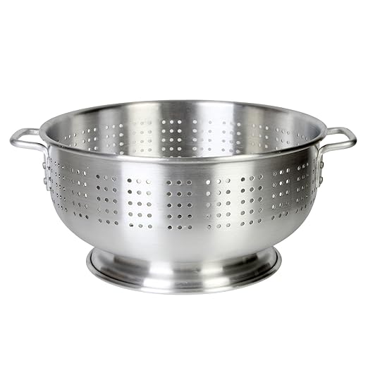 Thunder Group , 8 Quart Heavy Duty Aluminum Colander, Commercial Pasta Strainer