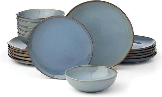 Oneida 899206 Organic Shades Blue 18-Piece Dinnerware Set, Service For 6