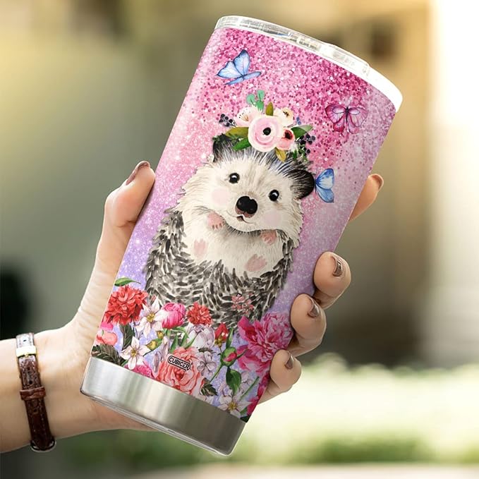 CUBICER Hedgehog Stainless Steel Tumblers Coffee Tumbler Gifts For Hedgehog Lovers Women Men On Christmas Day Mug 20 oz Travel Cup Travel Insulated Mugs Decor Kitchen Accessories