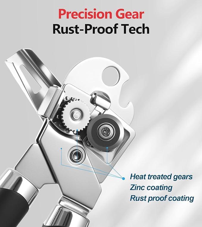 Ugotit Stainless Steel Manual Can Opener with Bottle Opener- Smooth Edge Handheld Heavy Duty Opener for Seniors & Camping, Multifunctional Kitchen Tool, Magnetic Lid Remover, Safe Cut