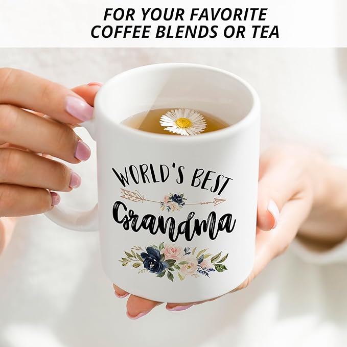 Grandma Mug - Ceramic Coffee Cup, World's Best Grandma Gift for Christmas