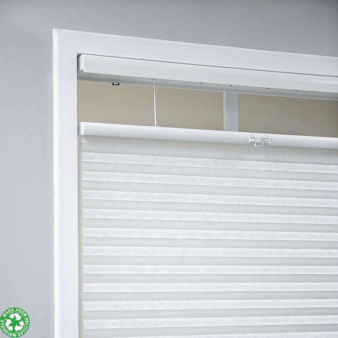 Eclipse Blackout Top Down Bottom Up Cellular Shades - Cordless Window Covering for Home or Office, Energy-Saving Light Filtering Shades, Easy Lift System - White, 33 W x 84 L