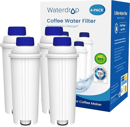 Waterdrop Coffee Water Filter, Replacement for De'Longhi® Filter, DLS C002 De'Longhi® Water Filter, ECAM/ETAM/EPAM Series, EC680/5, TÜV SÜD Certified (4 Packs）