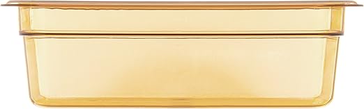Carlisle FoodService Products StorPlus High-Heat 1/3-Size Food Pan, 4 Deep Food Storage Container with 3.5 Quart Capacity, High Heat Plastic, 1/3 Size, Amber