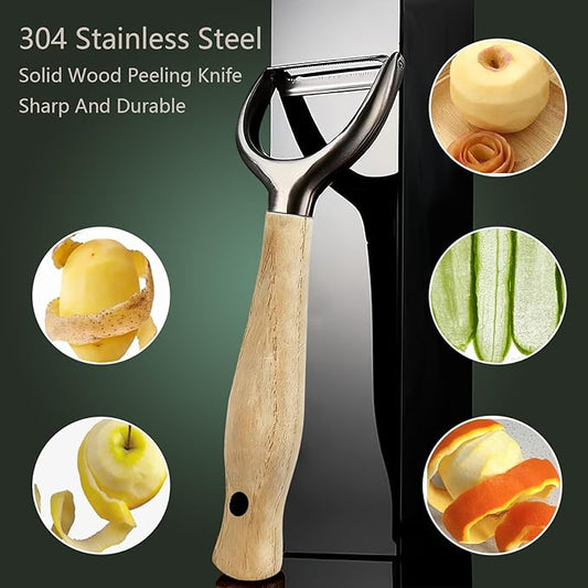 Vegetable Peelers For Kitchen,Stainless Steel Potato Peelers,Swivel Fruit Peeler Featuring Sharp And Durable Blades,Can Be Quickly Peeled,Ergonomic Solid Wood Anti Slip Handle