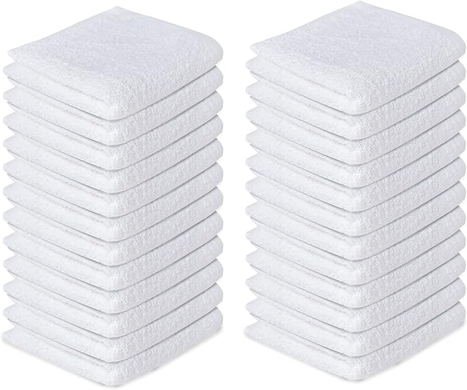 Softolle 100% Cotton Washcloths 60 Pack (12x12 Inches) Soft, Highly Absorbent Washcloth, Face Towels, Wash Cloths for Face, Ring Spun, Bulk Pack (White)