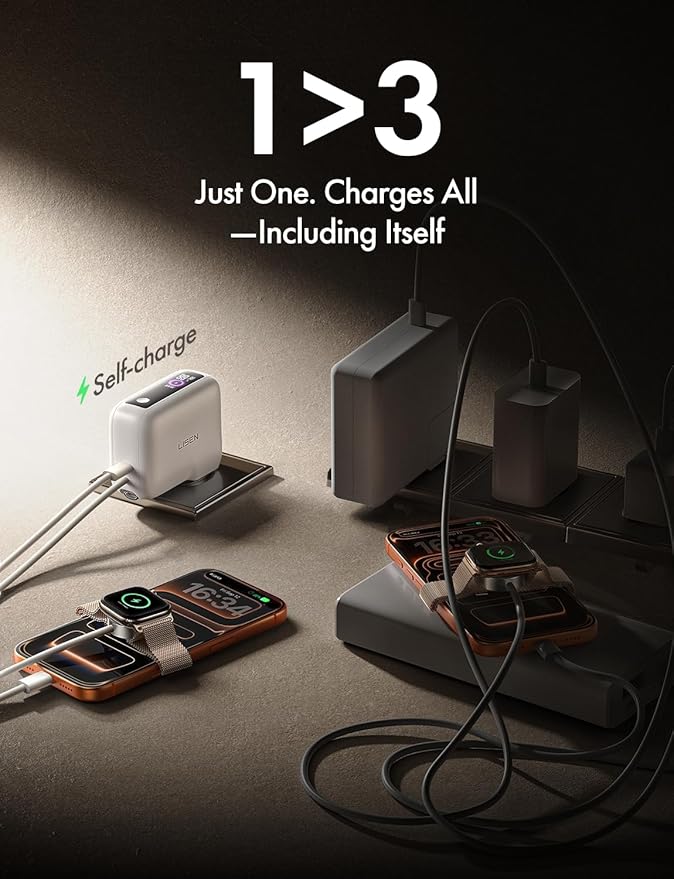 LISEN 3 in 1 Fast Travel Charger, 35W Power Bank Fast Charging Portable Charger with Wall Plug Built in Cable, 7000mAh Traveling Essentials Christmas Vacation Gifts for iPhone 17 16 Pro Samsung S25 24