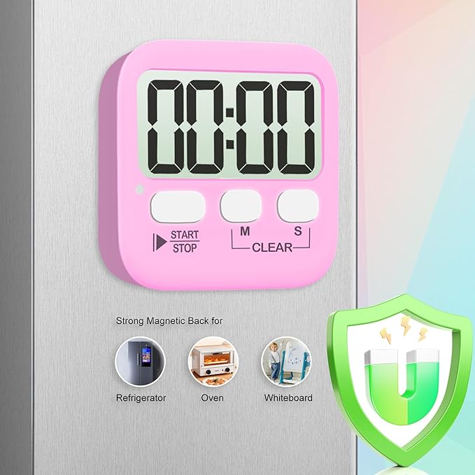 Antonki 2 Pack Digital Timer for Kids, Magnetic Countdown Kitchen Timers for Cooking, Egg, Classroom, Teacher, Exercise, Study, Oven - Battery Included