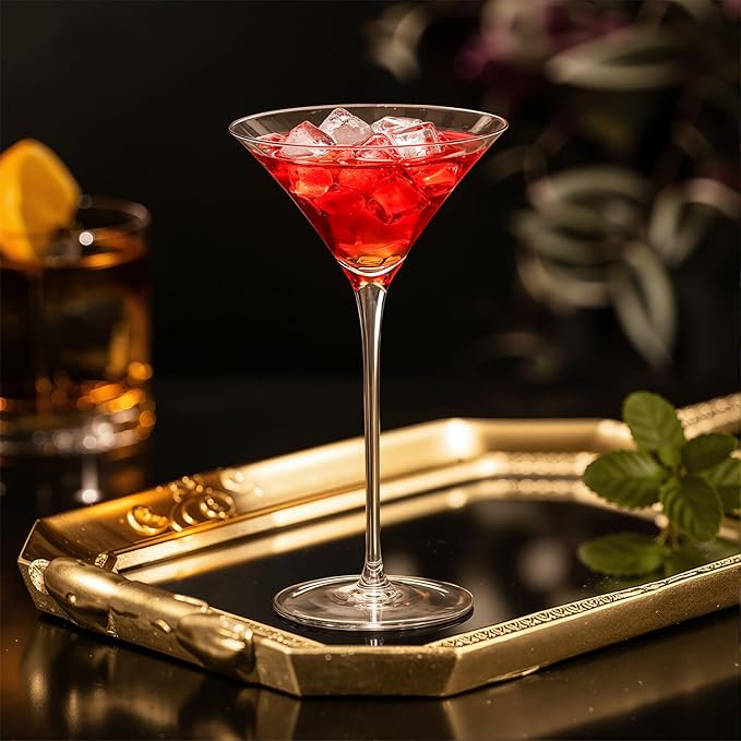 KAMMAK Martini Glasses Set of 2, 4.73 oz Clear Crystal Cocktail Glasses with Stem, Reusable Cocktail Glassware for Wedding Birthday Party, Bar, Margarita, Whiskey, Gin, Tequila, ZY1801