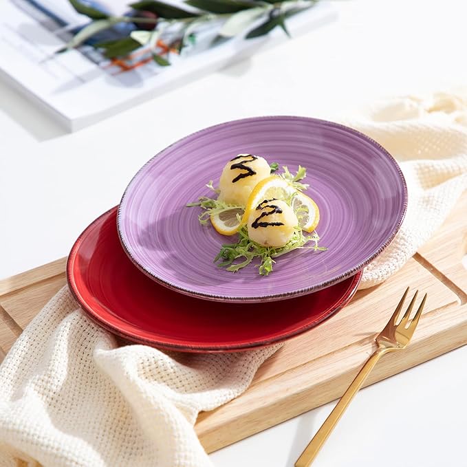 vancasso Bonita Multicolour Dessert Plate Set of 6, Handpainted Side Plate in Rustic Look Tableware, 7.5 inch Side/Salad/Fruit/Snack Plate(18.8 * 18.8 * 2.2cm)