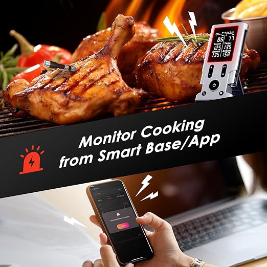 Wireless Meat Thermometer, 800Ft Bluetooth Thermometer for Turkey Beef Lamb, Meat Thermometer Digital Wireless for Rotisserie Sous Vide BBQ Oven Smoker Cooking Thermometer