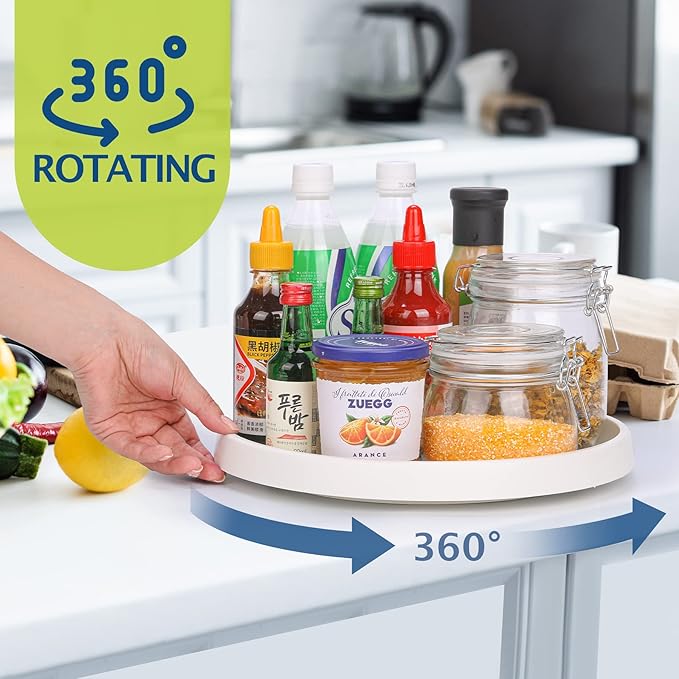 Set of 6, 12 Inch Non-Skid Lazy Susan Turntable, Lazy Susan Organizer for Cabinet, Pantry Organization, Kitchen Storage, Bathroom Sink Cabinet, Refrigerator, Countertop, Spice Rack (6 Pack 12 in)